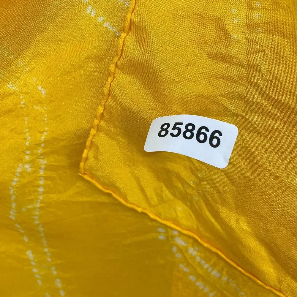 Scarf Silk Crepe De Chine Shibori Tie Dye Hand Rolled Shawl Wrap Yellow